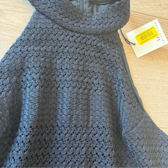 NWT Trina Turk Black Knit Halter Sheath Knee Length Midi Dress Size 2 - Picture 3 of 7
